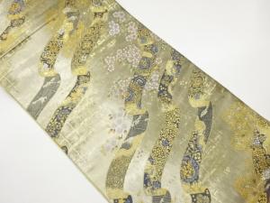 引箔鬘帯に松・桜・古典柄模様織出し袋帯